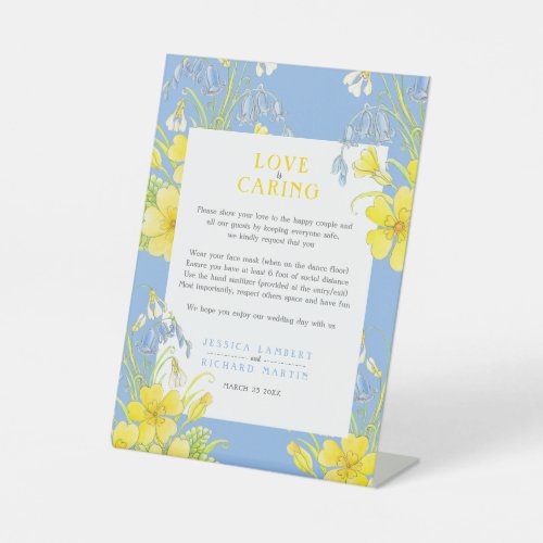 Love is caring blue spring wedding health pedestal sign