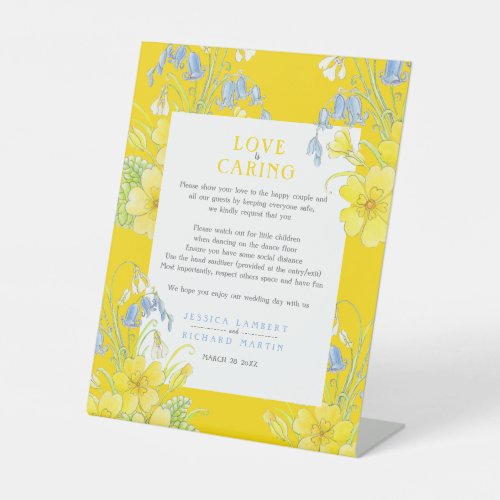 Love is caring yellow spring wedding health pedestal sign