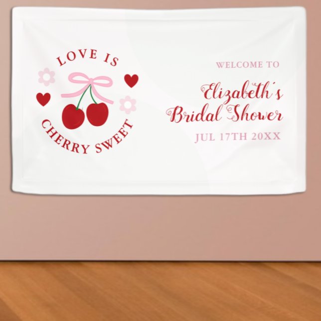 Love Is Cherry Sweet Bridal Shower Banner (Creator Uploaded)