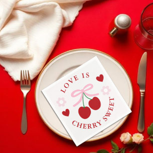 Love Is Cherry Sweet Bridal Shower Napkins
