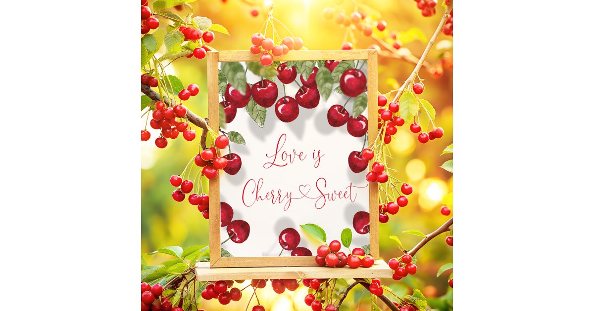 Love is cherry sweet Bridal Shower Poster | Zazzle