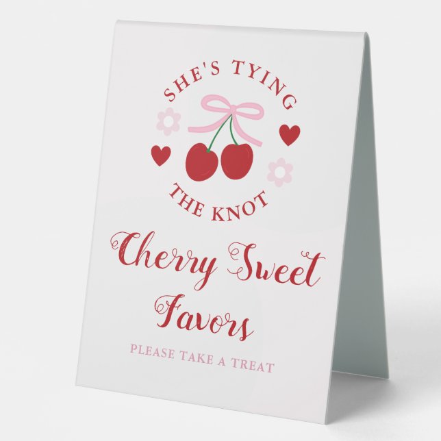 Love Is Cherry Sweet Bridal Shower Table Tent (Front)