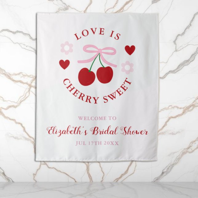Love Is Cherry Sweet Bridal Shower Tapestry (Creator Uploaded)