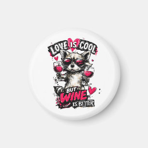 Love Is Cool But Wine Is Better Raccoon Magnet