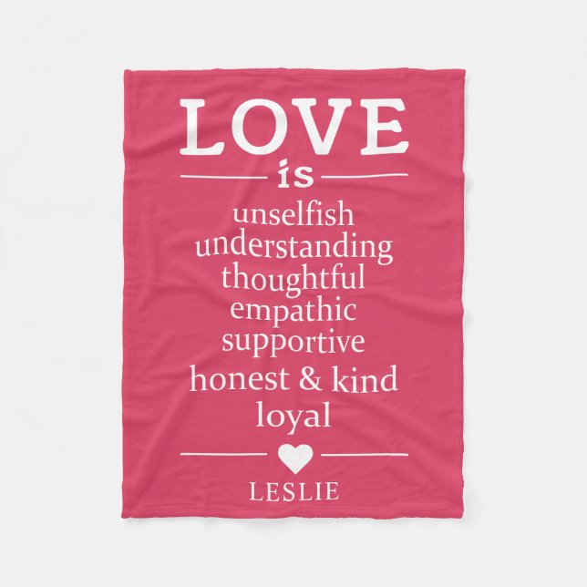 Love Is … custom name & color fleece blankets (Front)