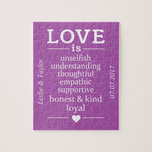 Love Is … custom names, date & color puzzle (Vertical)