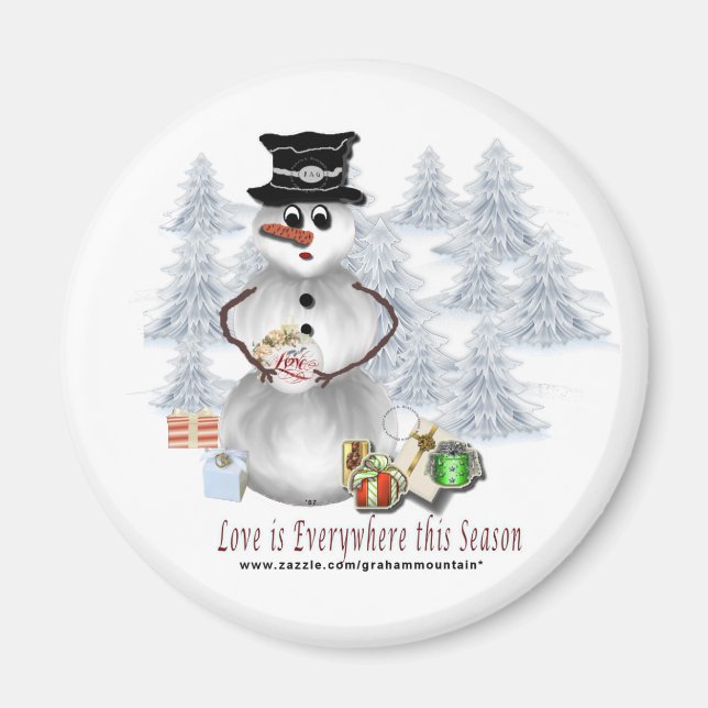 Love is Everywhere Snowman Magnet (Front)