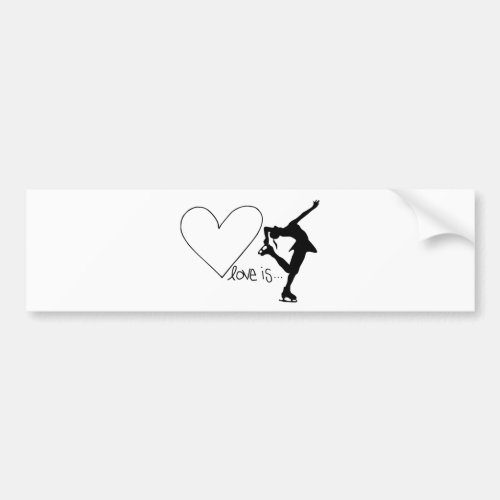 Love is Figure Skating Girl Skater  Heart Bumper Sticker