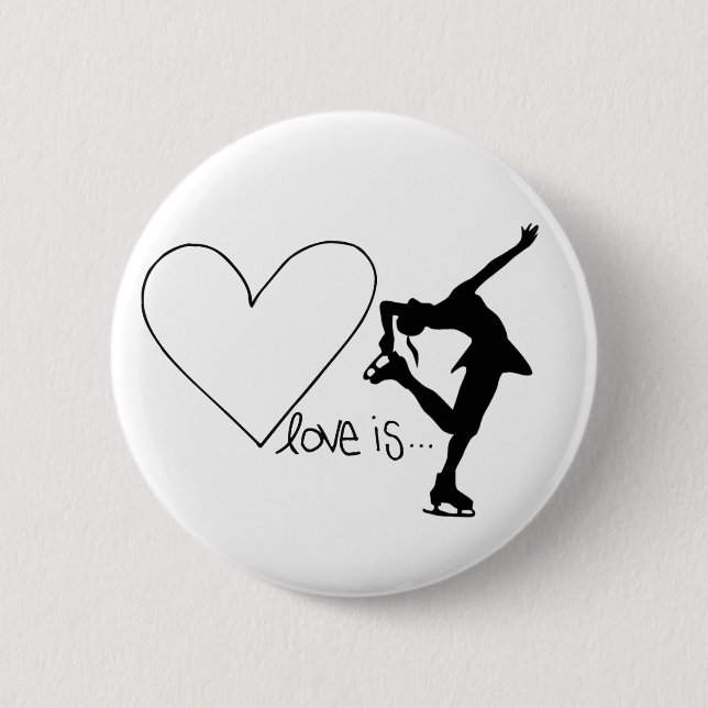 Love is Figure Skating, Girl Skater & Heart Button (Front)