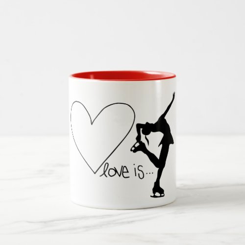 Love is Figure Skating Girl Skater  HeartRED Two_Tone Coffee Mug