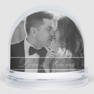 Love is Forever Black & White Photo Keepsake Snow Globe