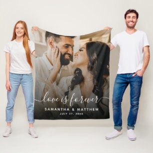 Love Is Forever Engagement Photo Wedding  Fleece Blanket