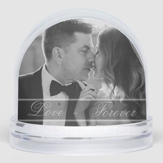 "Love is Forever" Photo Wedding Keepsake Snow Globe (Front)