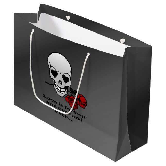 Love is Forever Skull Large Gift Bag (Front Angled)
