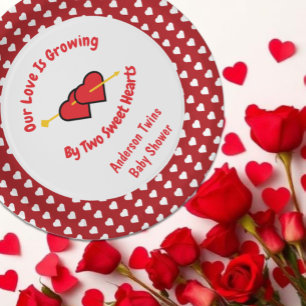Love Is Growing By Two Hearts Twins Paper Plates