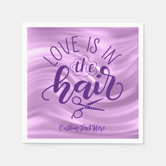 Love Is Hair Beautician Beauty Shop Personalized Napkins (Front)