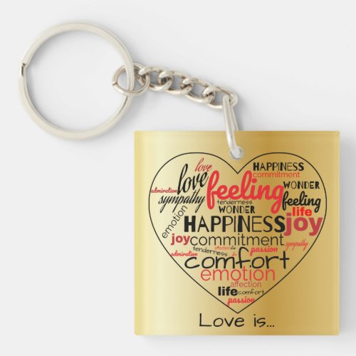Love Is Heart Shaped Word Cloud Repeat Typography Keychain