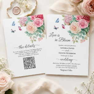 Love is in Bloom All in One QR Code Wedding Invitation