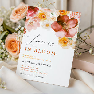 Love is in Bloom Autumn Floral Fall Bridal Shower Invitation