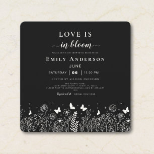 Love Is in Bloom Black Bridal Shower Invite