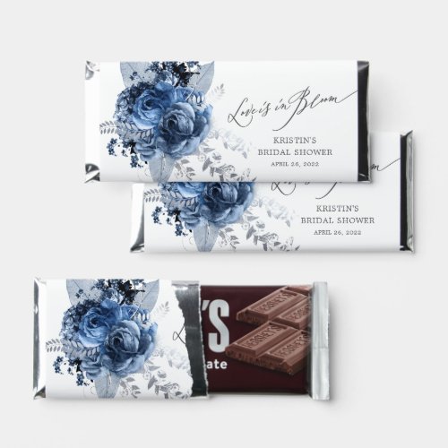 Love Is In Bloom Blue Floral Bridal Shower  Hershey Bar Favors