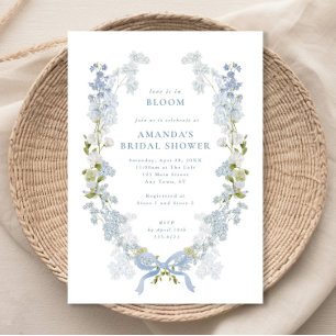 Love is in Bloom Blue Floral Wreath Bridal Shower Invitation