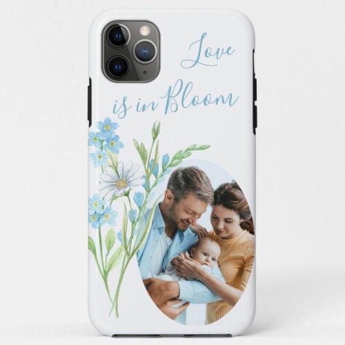 Love is in Bloom Blue Watercolor Wildflowers iPhone 11 Pro Max Case