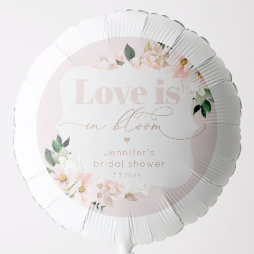 Love is in bloom blush pink wildflowers bridal balloon