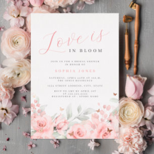 Love is in Bloom Blush Rose Gold Bridal Shower Foil Invitation