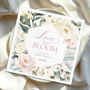Love is in Bloom   Boho Floral Frame Bridal Shower Napkins
