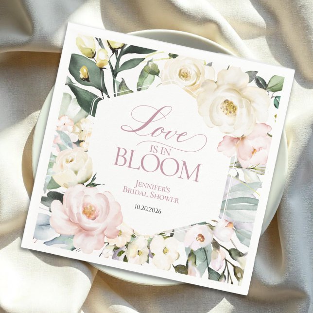 Love is in Bloom | Boho Floral Frame Bridal Shower Napkins (Creator Uploaded)