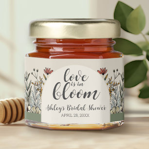 Love is in Bloom - Boho Flowers Bridal Shower Honey Jar Favors