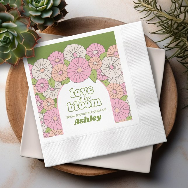 Love is in Bloom - Boho Flowers Bridal Shower Napkins (Custom Bridal Shower Napkins)
