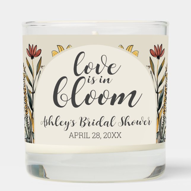 Love is in Bloom - Boho Flowers Bridal Shower Scented Candle (Right)