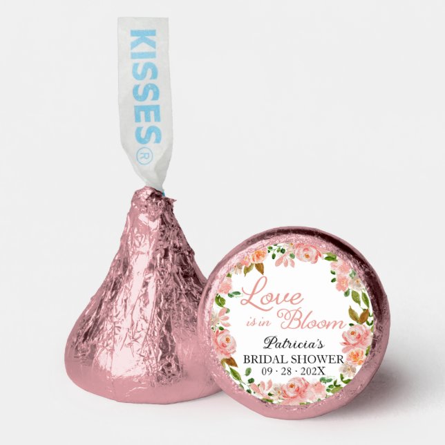 Love Is In Bloom Bridal Shower Blush Floral Hershey®'s Kisses® (Front)