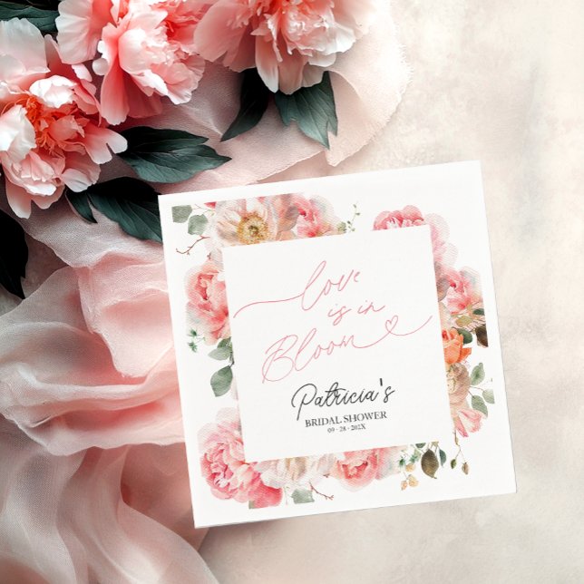 Love Is In Bloom Bridal Shower Blush Floral Napkins (Creator Uploaded)