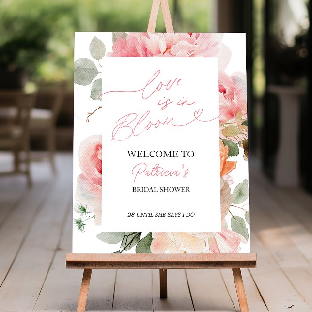 Love Is In Bloom Bridal Shower Blush Welcome Sign (Creator Uploaded)