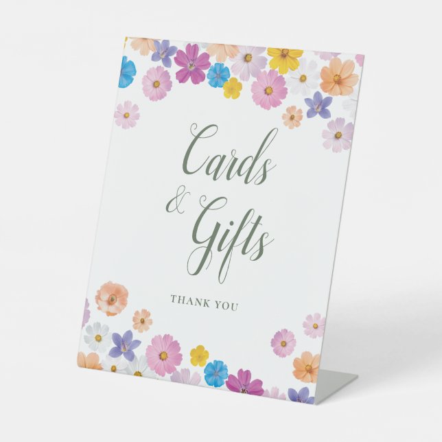 Love is in Bloom Bridal Shower Cards and Gifts Pedestal Sign (Front)