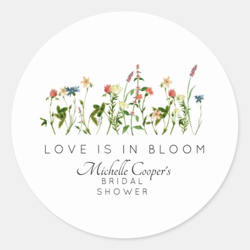 Love is in Bloom Bridal Shower Classic Round Sticker