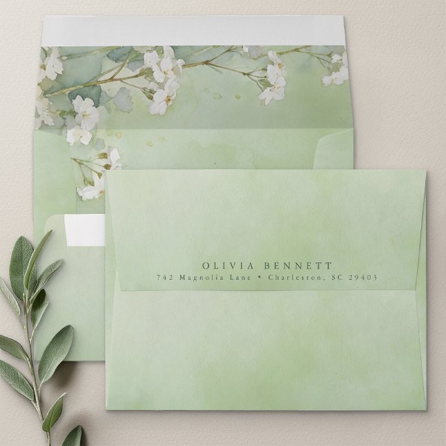 Love Is In Bloom Bridal Shower Envelope Sage Green (Green Bridal Shower Envelope)