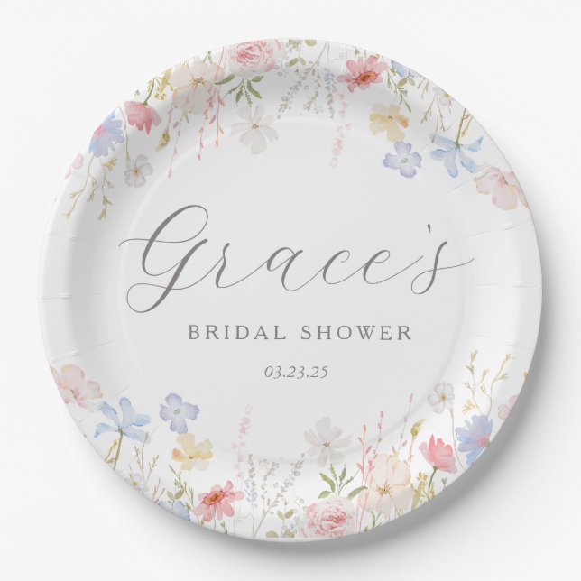 Love Is In Bloom Bridal Shower favor tags Paper Plates (Front)
