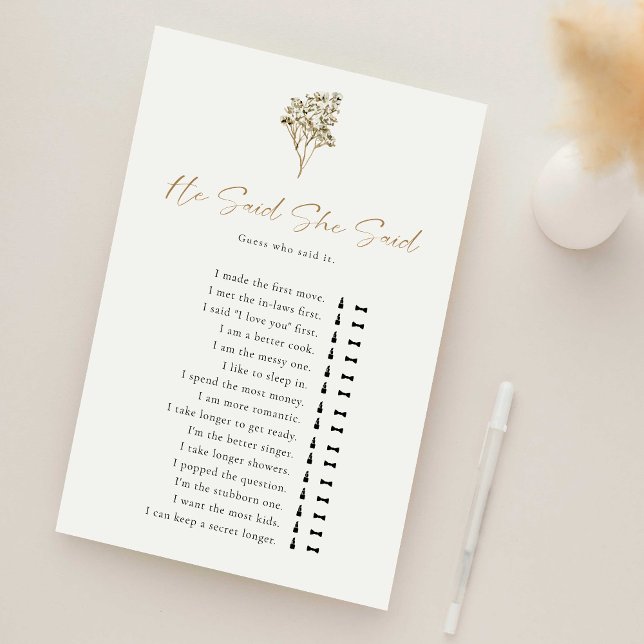 Love is in Bloom Bridal Shower He Said She Said (Creator Uploaded)