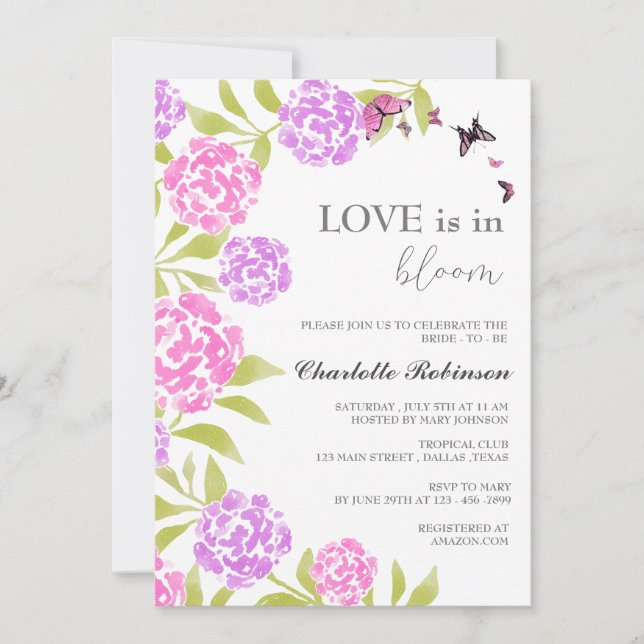  Love Is In Bloom Bridal Shower  Invitation (Front)