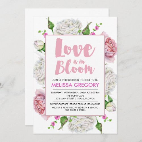 Love is in bloom bridal shower invitation