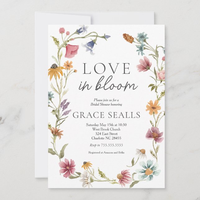 Love Is In Bloom Bridal Shower Invitation (Front)