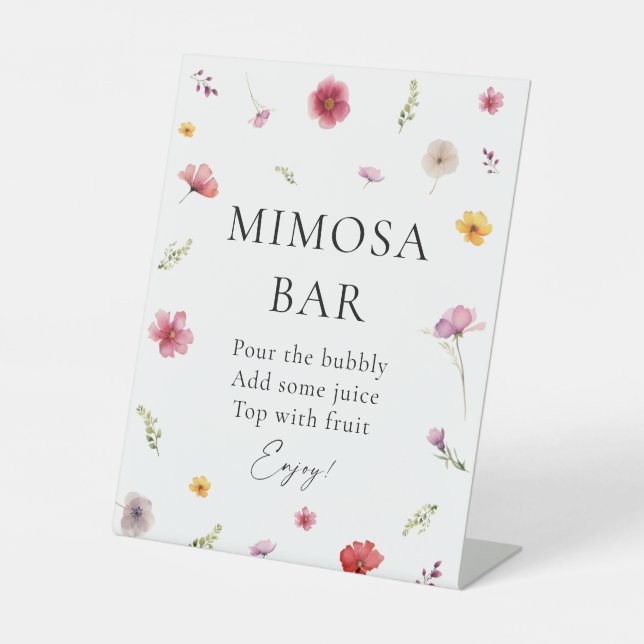 Love is in Bloom Bridal Shower Mimosa Bar Pedestal Sign (Front)