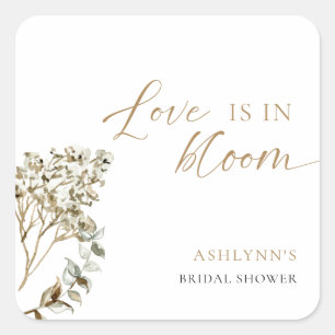 Love is in Bloom Bridal Shower Pampas Grass Square Sticker