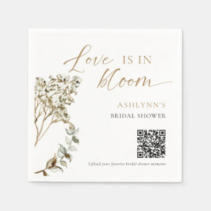 Love is in Bloom Bridal Shower Photo Share QR Code Napkins
