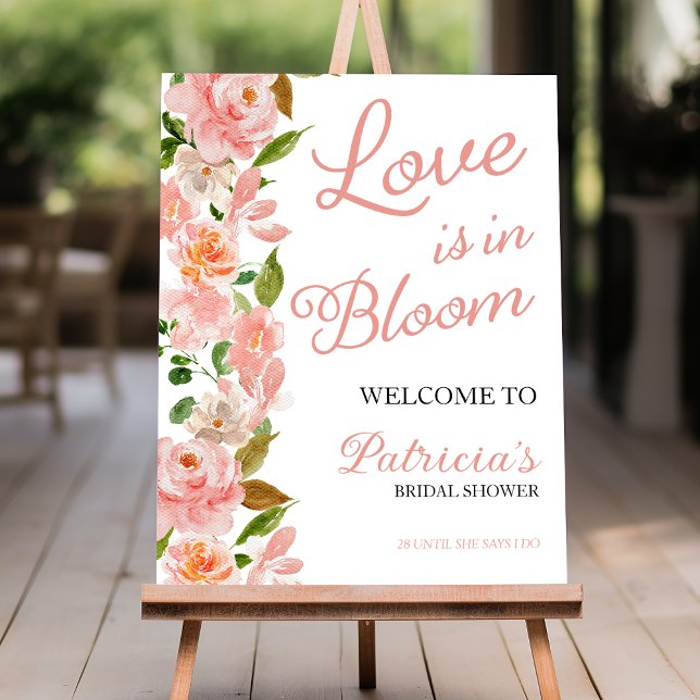 Love Is In Bloom Bridal Shower Pink Welcome Sign (Creator Uploaded)