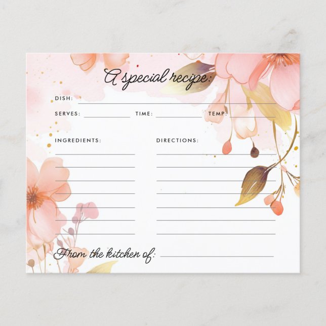 Love is in Bloom Bridal Shower Recipe Card (Front)
